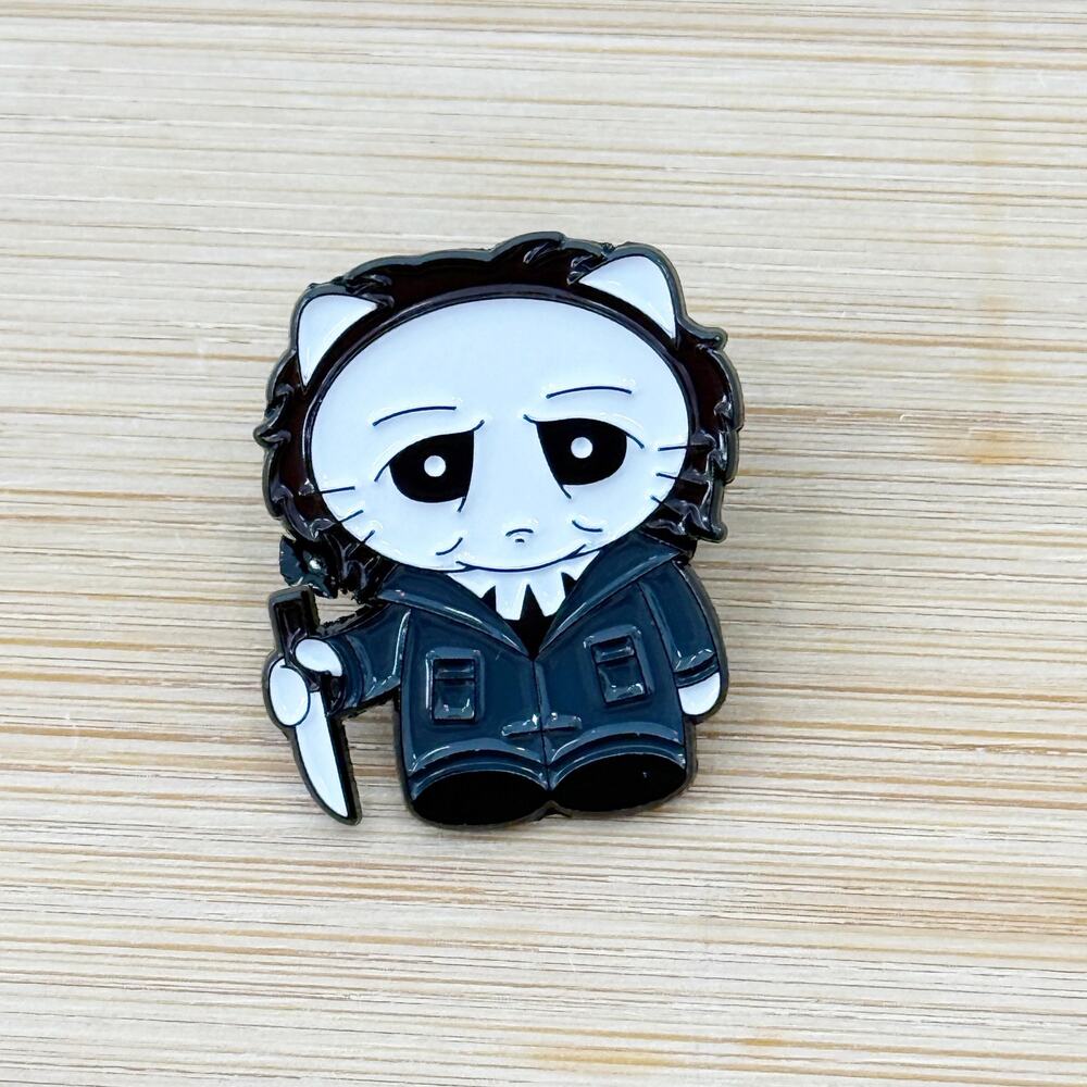 Michael Cat Soft Enamel Pin, Horror Movie Pin, Unique Pin, Nostalgia Collectible